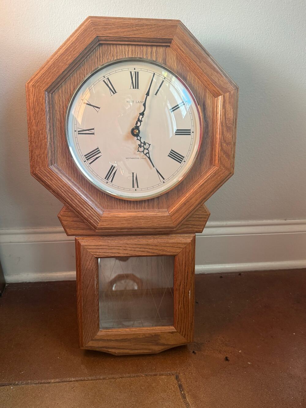 Vintage Westclox Oak Schoolhouse Regulator Wall Clock Westminster Chime Works
